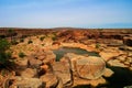 Panorama of rocky pond on Adrar plateau Mauritania Royalty Free Stock Photo