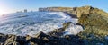 Panorama of rocky south coast of Iceland