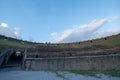 Panorama of the Roman Amphitheater of Pompeii at Ancient Pompeii (UNESCO World Heritage Site). In November 2023