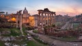 Panorama of Roman Forum Foro Romano in the Morning, Rome, Ital Royalty Free Stock Photo