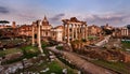 Panorama of Roman Forum (Foro Romano) at Sunset, Rome Royalty Free Stock Photo