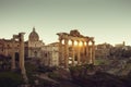 Panorama of Roman Forum at sunrise in Rome, Italy Royalty Free Stock Photo