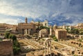 Panorama of the Roman forum, view from above. Rome Royalty Free Stock Photo