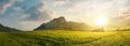 Panorama of romania countryside at sunset Royalty Free Stock Photo