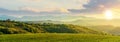 Panorama of romania countryside at sunset Royalty Free Stock Photo