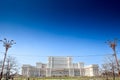 Panorama of the Romanian palace of parliament in Bucharest, symbol of romanian communism, also called Casa Poporului, seen from Royalty Free Stock Photo