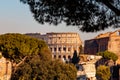 Panorama Rome Italy, sunset city Colosseum ruins Roman Forum from square of Venice Royalty Free Stock Photo