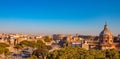 Panorama Rome Italy, sunset city Colosseum ruins Roman Forum from square of Venice Royalty Free Stock Photo