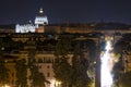 Panorama of Rome at night from Pincio Royalty Free Stock Photo