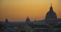 Panorama of Rome from Pincian Hill at sunset, Villa Borghese. Domes and roof tops of eternal city Royalty Free Stock Photo