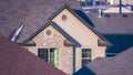 Panorama Roofs and gables of American houses in winter