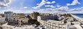 Panorama of the rooftops of downtown Sousse with the Boujaafar beach and the Mediterranean Sea