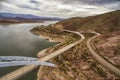 Panorama of Roosevelt lake and bridge, Arizona Royalty Free Stock Photo