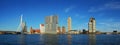 Rotterdam skyscrapers skyline and Erasmusbrug bridge over of Nieuwe Maas river. Rotterdam