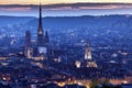 Panorama of Rouen at sunset