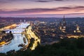 Panorama of Rouen at sunset