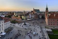 Panorama of Royal Castle in Warsaw during sunset