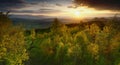 Panorama from Rudawy Janowickie Mountains, Sudety Mountains, Poland. Royalty Free Stock Photo