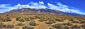 Panorama of Rugged Mountain Range and Desert Plain Under Vibrant Blue California Sky Royalty Free Stock Photo