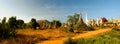 Panorama of Ruined buddhist stupas in Inn Dein Myanmar