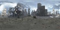 Panorama of ruined Time Square New York Manhattan. HDRI. Equirectangular.3D rendering