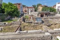 Panorama of Ruins of Roman Odeon in city of Plovdiv