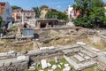 Panorama of Ruins of Roman Odeon in city of Plovdiv