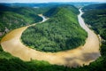 Panorama of Saarschleife loop in Saarland, Germany Royalty Free Stock Photo