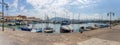 Panorama of sailboats in Lefkas Lefkada Marina, Lefkada, Greece Royalty Free Stock Photo