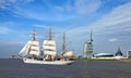 Bremerhaven during the Sail with sailing ship on the river Weser Royalty Free Stock Photo