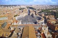 Panorama of saint Peter square in Vatican and aerial view of the city Rome Royalty Free Stock Photo