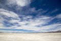 Panorama of the Salar of Uyuni with blue sky, Bolivia