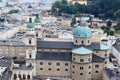 Panorama of Salzburg Cathedral in the historic centre of the city of Salzburg seen from Hohensalzburg Fortress, Austria Royalty Free Stock Photo