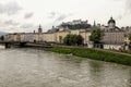 Panorama of Salzburg city on rainy day