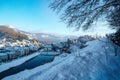 Panorama Salzburg with view on fortress and Salzach in winter, Austria Royalty Free Stock Photo