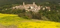 Panorama of San Casciano dei Bagni with flowers. Summer landscape Royalty Free Stock Photo