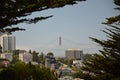 Panorama at the San Francisco Bay, Golden Gate Bridge, California Royalty Free Stock Photo