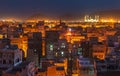 Panorama of Sanaa at night, Yemen Royalty Free Stock Photo