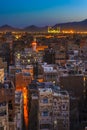 Panorama of Sanaa at night, Yemen Royalty Free Stock Photo