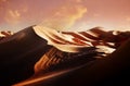 Panorama of sand dunes Sahara Desert at sunset. Endless dunes of yellow sand Royalty Free Stock Photo