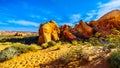 Panorama of the Sandstone Mountains in the Valley of Fire State Park in Nevada, USA Royalty Free Stock Photo