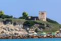 Panorama of Sani beach, Kassandra, Chalkidiki, Greece Royalty Free Stock Photo