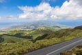 Panorama of Sao Miguel island from Lagoa to Fogo crater lake, Azores archipelago Royalty Free Stock Photo