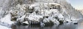 Panorama scene with ice and snow at river in Bavaria Royalty Free Stock Photo