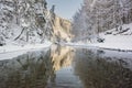 Panorama scene with ice and snow at river in Bavaria, Germany Royalty Free Stock Photo