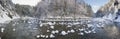 Panorama scene with ice and snow at river in Bavaria, Germany Royalty Free Stock Photo