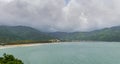 Panorama scene of Lang Co beach, Hue from Hai Van mountain pass at Da Nang, Viet Nam. Royalty Free Stock Photo