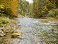 Panorama scene of river Ammer in gorge