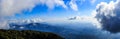 Panorama scenery and bright sky with cloud over high mountain