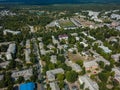 Panorama scenic aerial green suburban area in Ukraine